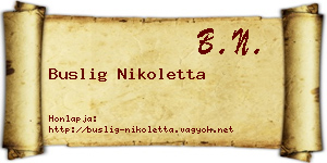 Buslig Nikoletta névjegykártya