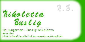 nikoletta buslig business card